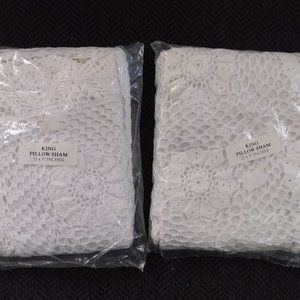 2 King Size Crochet Pillow Shams 21 in x 37 in